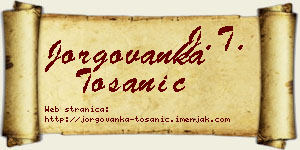 Jorgovanka Tošanić vizit kartica